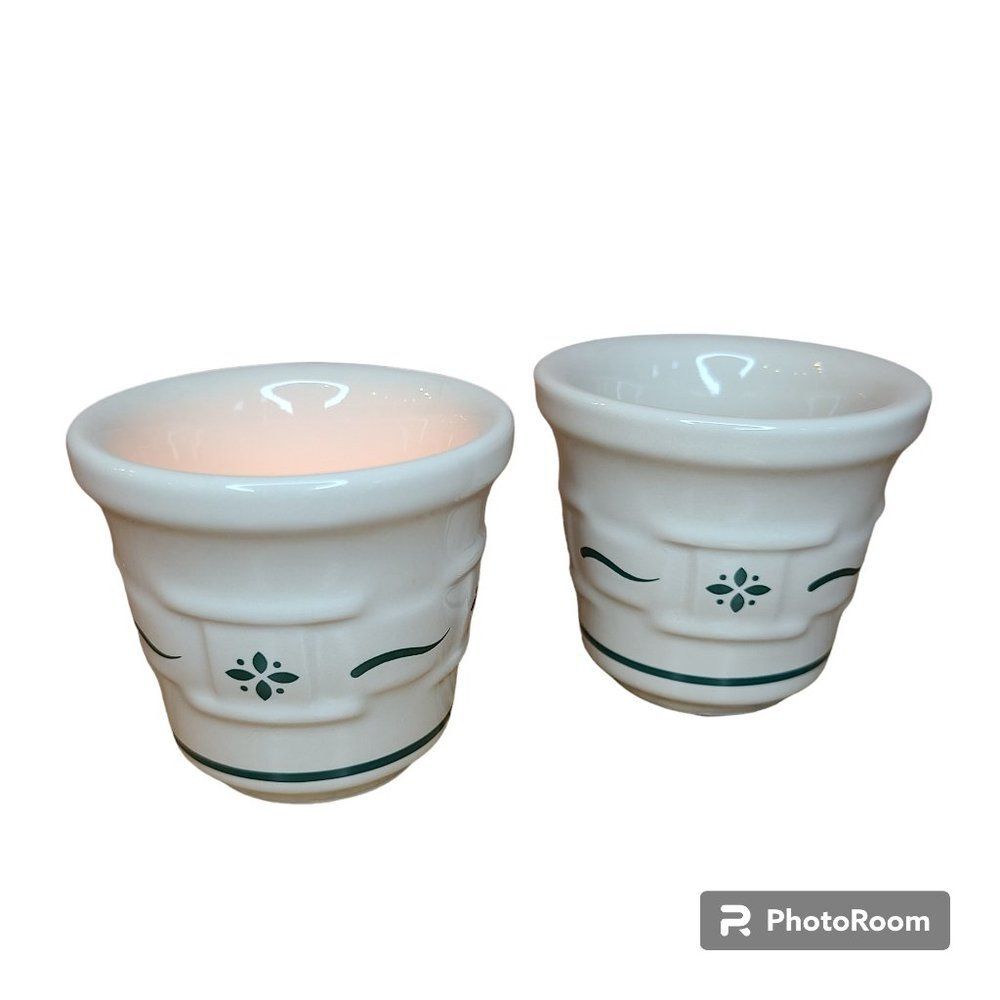 Longaberger Woven Traditions Heritage Green Votive Candle Holders Set Of Two